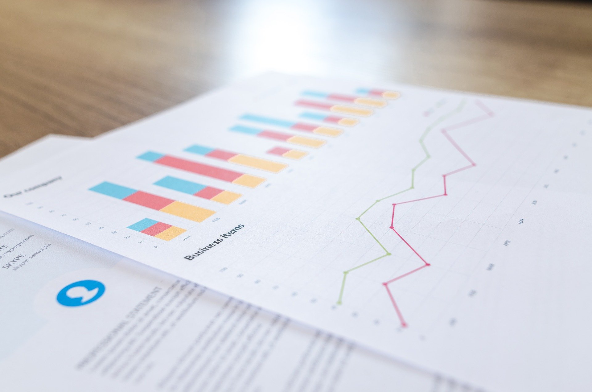 Colourful graphs and charts.
