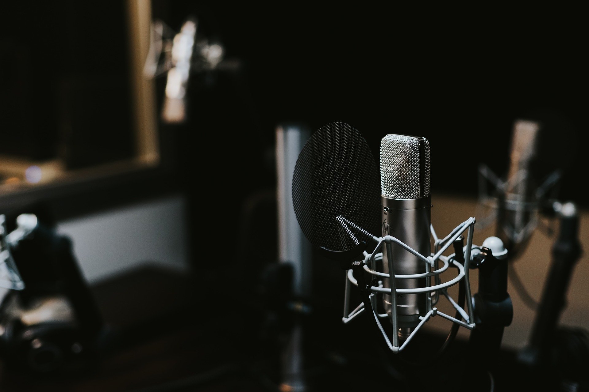 A microphone in a recording studio