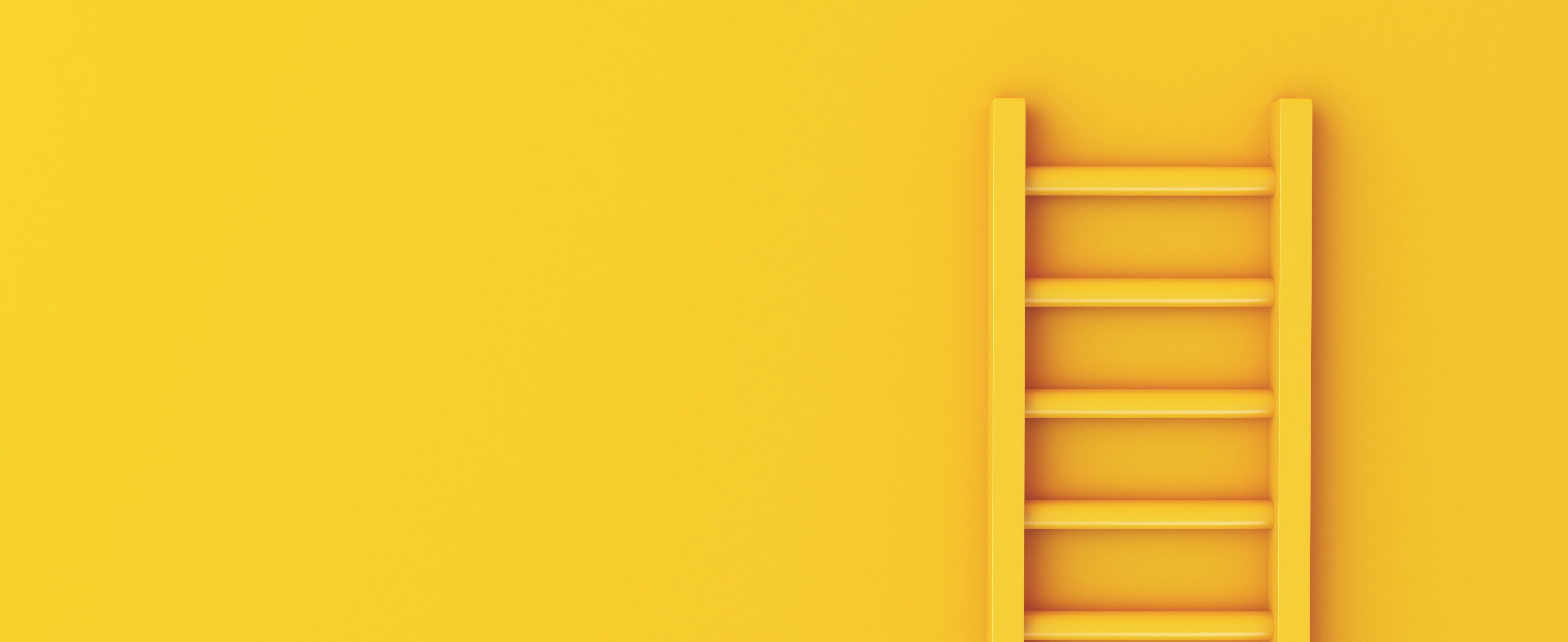 Photo of a yellow ladder leaning against a yellow wall