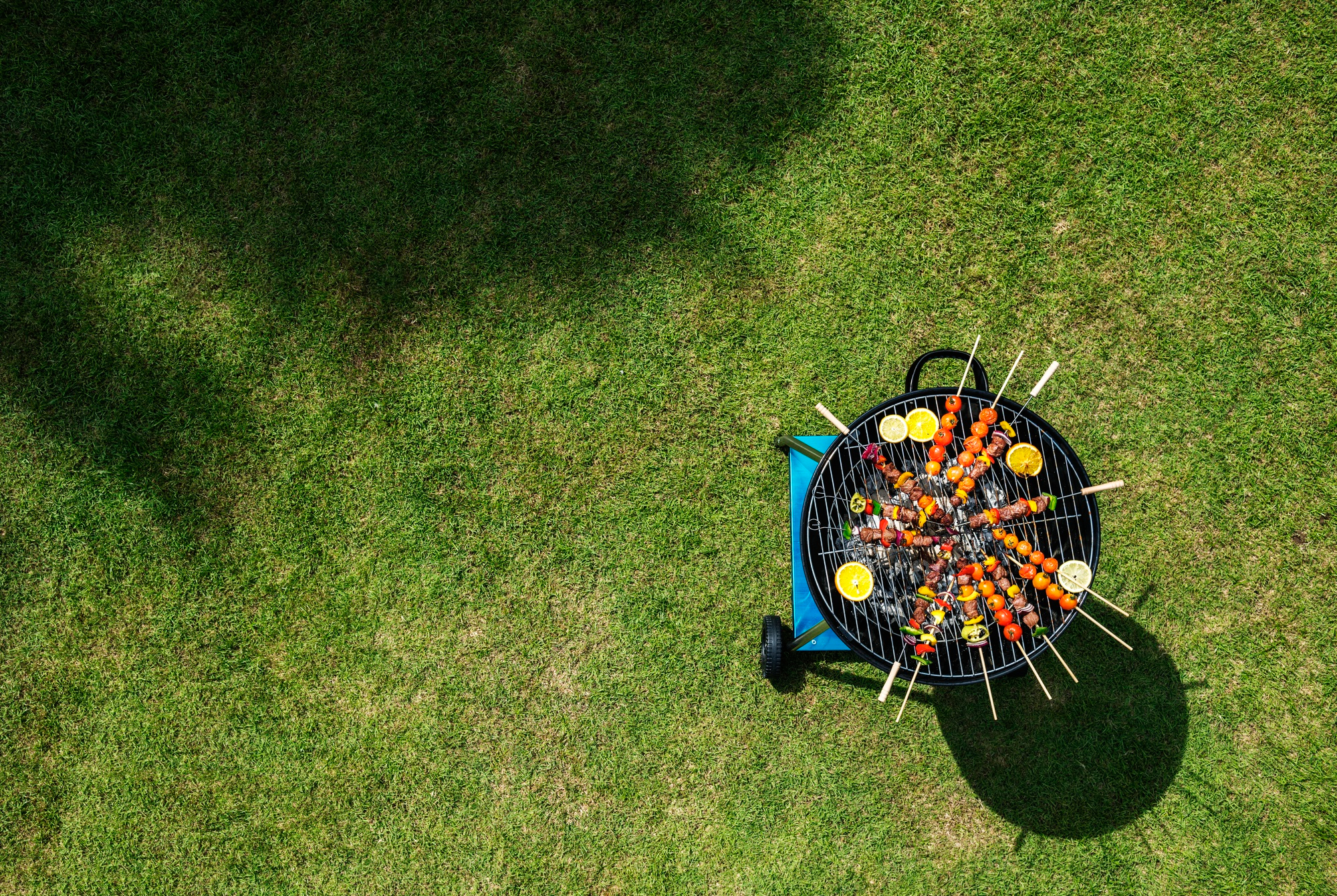 Aerial View Barbecues Steaks Charcoals Grill (1)