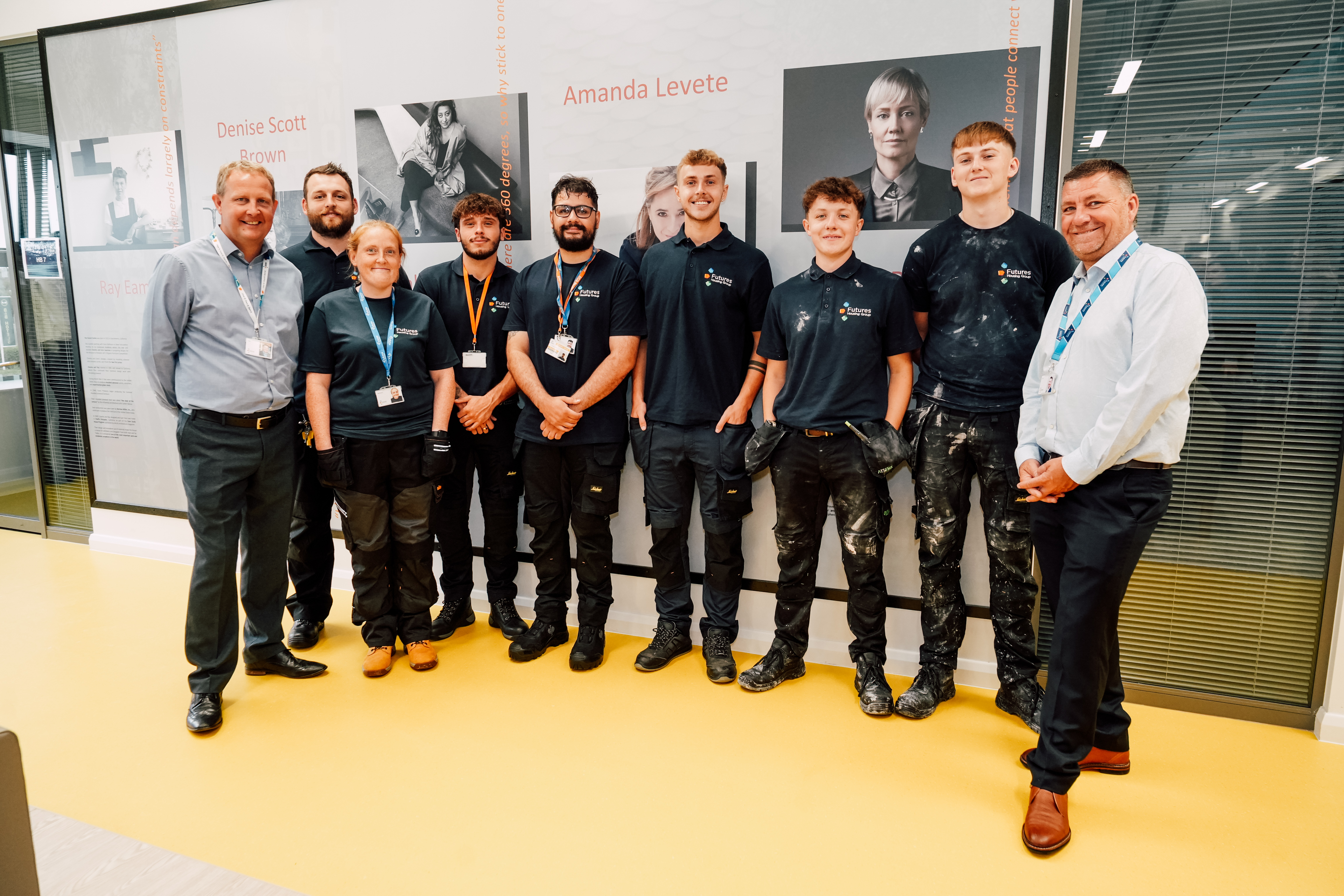Futures colleagues in a group photo at Derby college