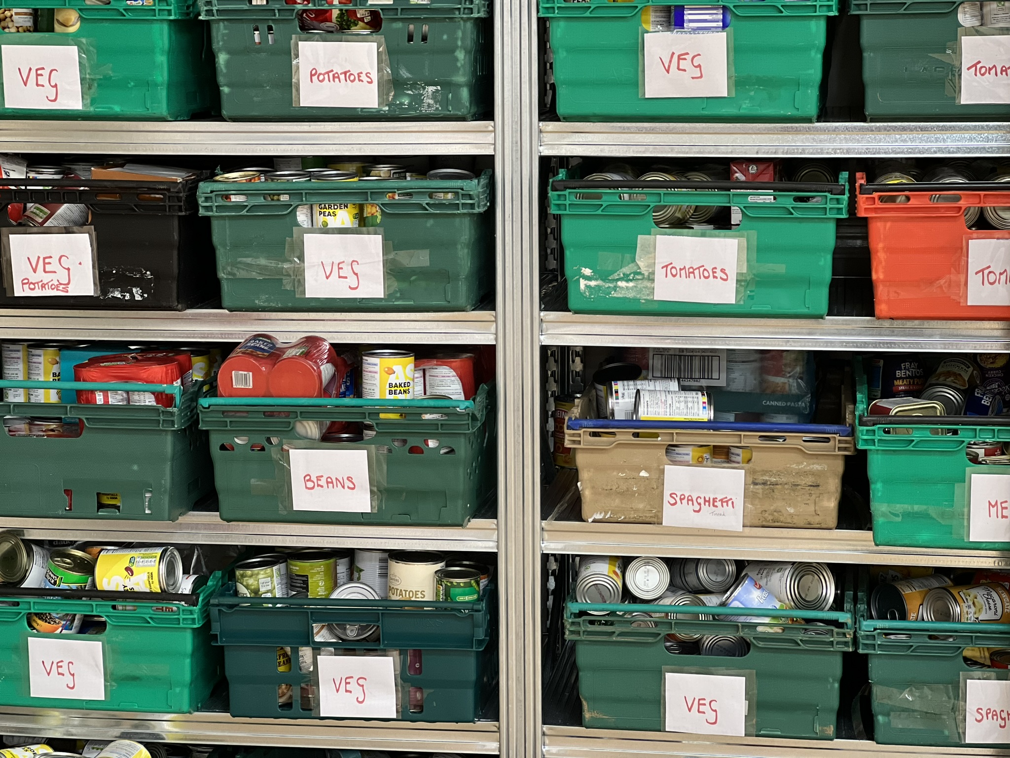 Foodback storage shelves