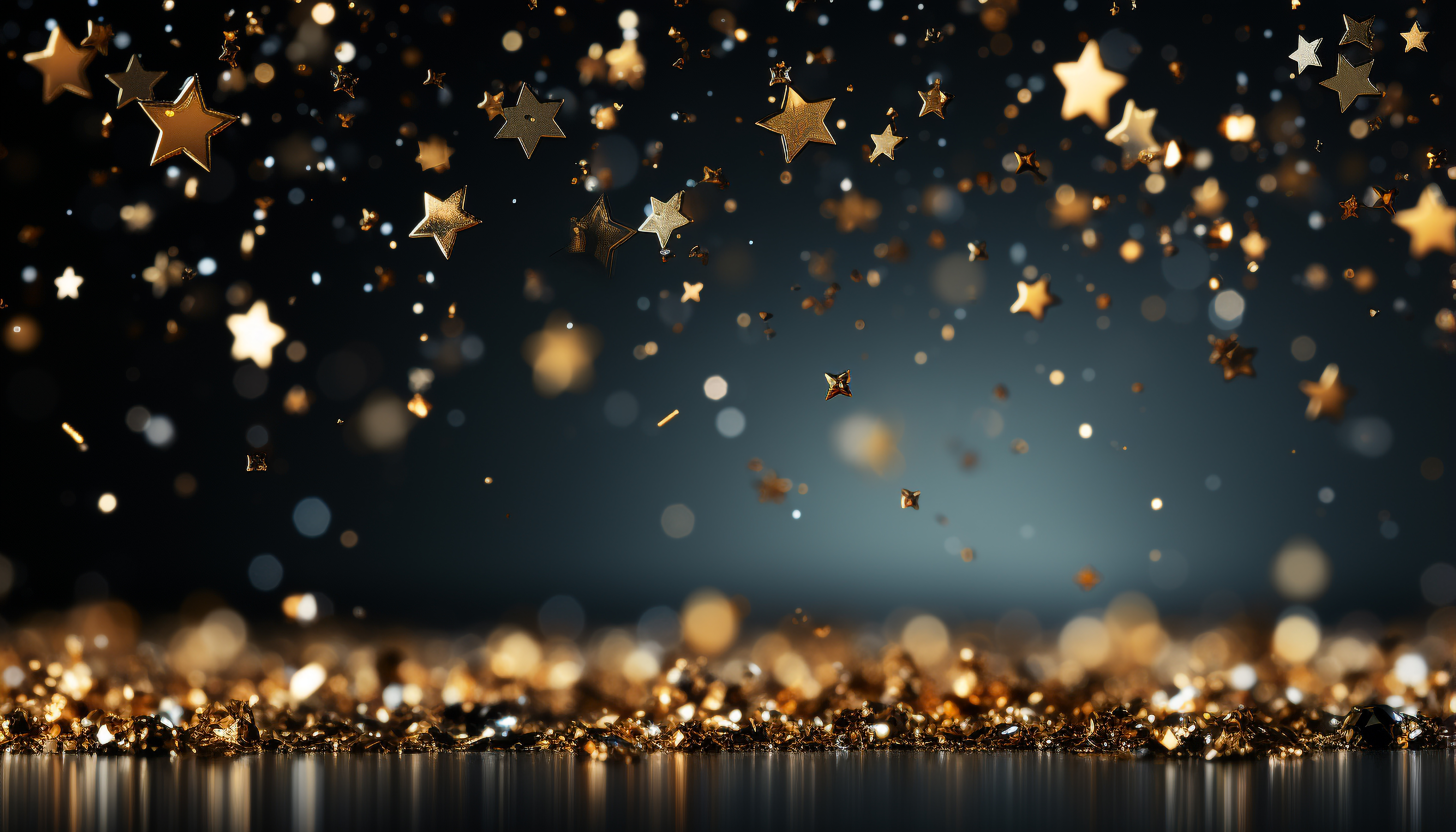 Mini golden stars falling like confetti.