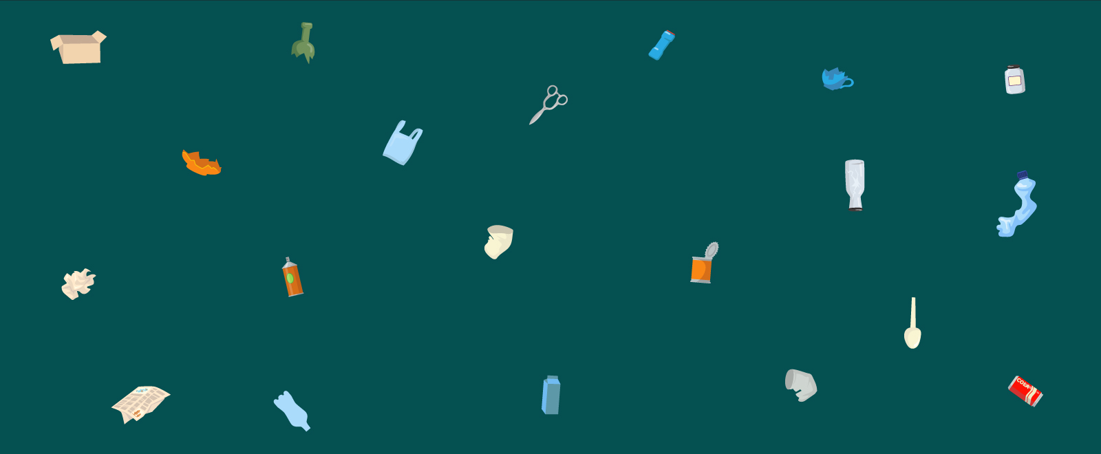 Great British Spring Clean banner - litter icons on a green background
