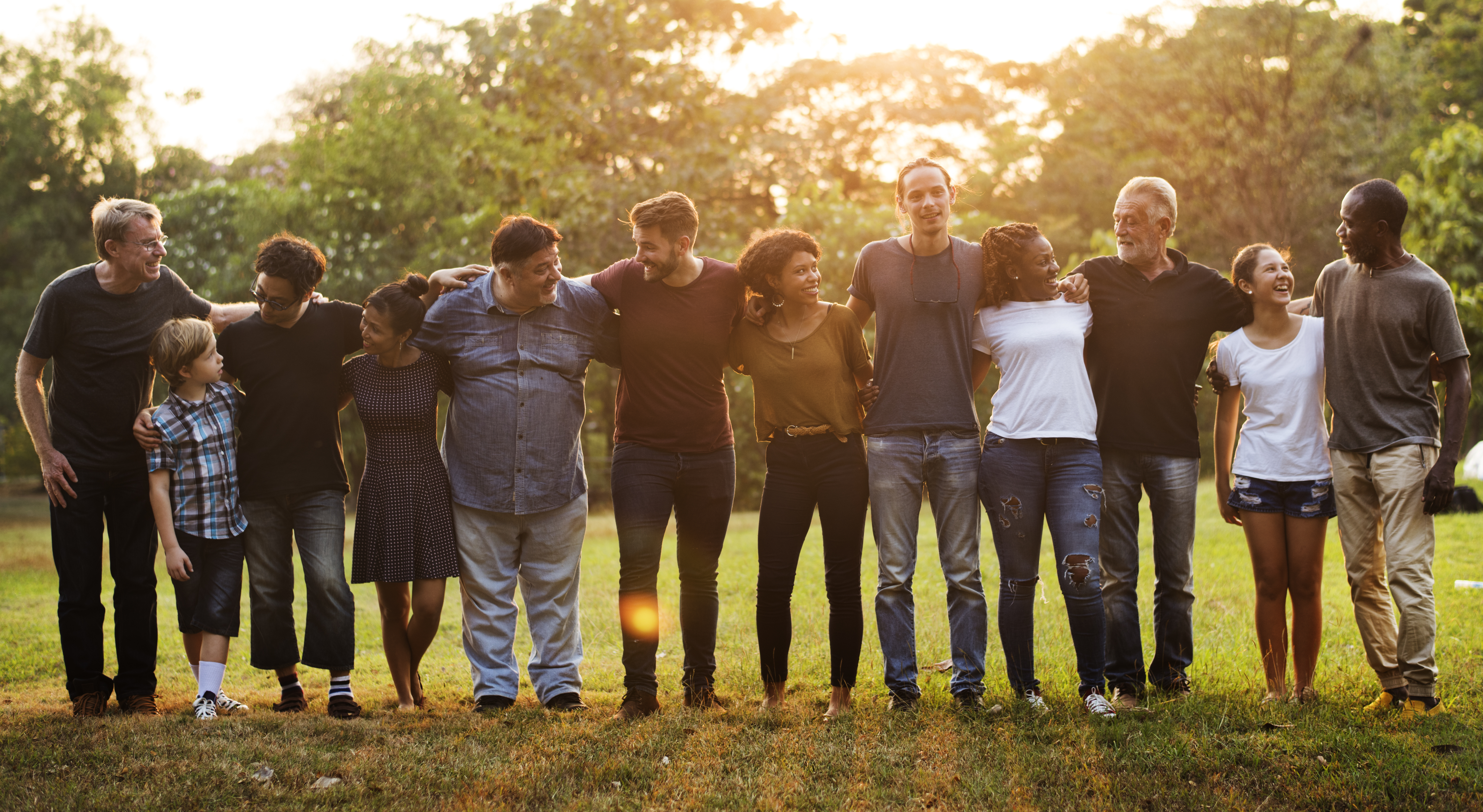 Group People Support Unity Arm Around Together